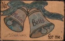 Leather Novelty Wedding Bells Madison c1900s-10s Vintage Postcard picture
