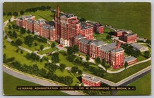 1951 Bronx VA Hospital Kingsbridge Rd NYC Aerial Linen Postcard BB176 picture