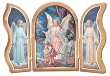 GOLD EMBOSSED GUARDIAN ANGEL TRIPTYCH picture