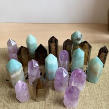 A LOT Natural smoky quartz amethyst obelisk crystal WAND point healing 500g picture