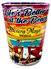 Riviera Maya Mexico LIfe's Better At The Beach In and Out Shot Glass picture