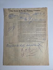 1899 Angelina County Lumber Company Keltys Texas Billhead Logging Train Sawmill picture