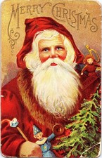 Rare~Full FACE SANTA CLAUS Merry Christmas Toys D. Goldie c1915 picture