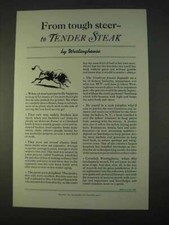 1940 Westinghouse Ad - Tough Steer to Tender Steak picture