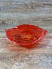 Mid Century Art Glass Orange Hankerchief Non-level Bowl Dish Viking Glass picture
