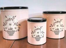 Decoware 1950's Pink 3 Piece Floral Nesting Canisters picture