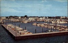 Hempstead New York NY Marina Boats c1950s-60s Postcard picture