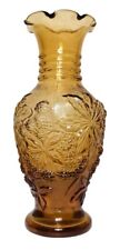 Vintage Imperial Glass Loganberry Amber Vase Ruffled Top 6.25