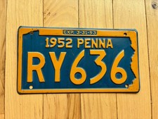 1952 1953 Pennsylvania License Plate picture