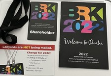 Berkshire Hathaway 2022 Shareholder's Meeting Badge Lanyard Booklet Omaha picture
