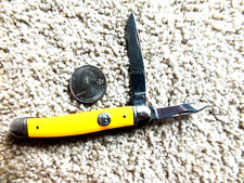 Vintage Imperial Prov. R.I. USA Yellow 2 Blade Pocket Knife  picture