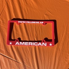 You’re Following An American License Plate Frame Red and White Plastic New USA  picture