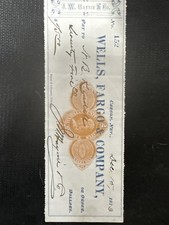 1875 Wells Fargo Carson Nevada $25 Check J.W. Haynie Co Old West Comstock Era picture