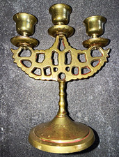 Vintage Chinese Solid Brass 3-Arm Candelabra picture