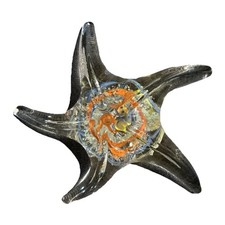 Dynasty Gallery Coastal Glass Starfish Figurine Paperweight Orange Blue GITD picture