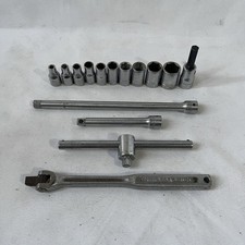 Vintage Craftsman 1/4 SAE Socket Set 15pc Extensions Breaker Bar T Bar -V- Ser. picture