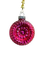 Vintage Shiny Brite Christmas Ornament Pink Bumpy Glass Double Indent picture