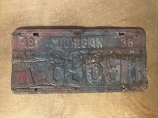 1936 Michigan License Plate # X 89691 picture