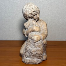 Vintage 1972 Austin Productions Boy Hugging Dog Sculpture Statue 12 Inch picture