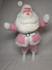 Vintage Pink Plush Santa Claus Doll Rubber Face Mid Century Kitschmas Christmas picture