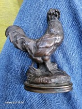 Rare Old Early 19th C ANTIQUE BRONZE SCULPTURE Auguste Cain Rooster 1874 France picture