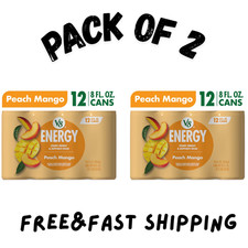 (2 PK) V8 Energy Peach Mango Energy Drink, 8 fl oz Can, 12 Pack picture