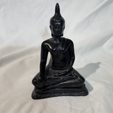 Vintage Miniature Seated Buddha Statue Thai Sukhothai Maravijaya Figurine 4.5” picture