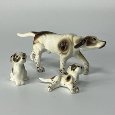 Set 3 Vintage Miniature Bone China Pointer Dogs Figurines Puppies 3