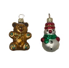 Impuls Poland Blown Glass Christmas Ornaments Teddy Bear & Snow Man picture
