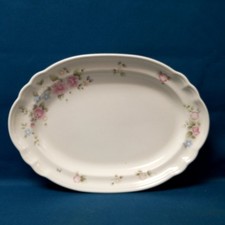 Vtg Pfaltzgraff 14.75 x 10 Serving Platter Oval Ceramic Pink/Blue Flowers picture