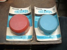 TWO NEW OLD STOCK THERMOS BOTTLE REPLACEMENT CUPS FOR PLASTIC CASED WIDE MOUTH picture