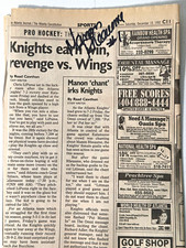 Manon Rheaume Autograph Atlanta Constitution Dec 19 1992 Pro Hockey Knights picture