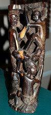 Vtg MAKONDE African TREE OF LIFE Ancestor Family Hand Carved EBONY WOOD Statue picture