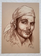 Original Art Johnny Depp 2003 Pirates Capt Jack Sparrow Ernie Centofanti picture