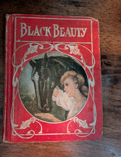 Black Beauty Vintage Illustrated Hardcover Book - Red Cover, Horse picture