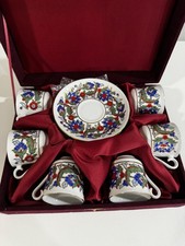 Vintage 2002 Kütahya Porselen Hand Made Turkish Coffee Set - 12 Pc Flawless picture