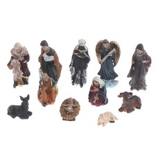 Mini Nativity Scene Figurine Set - 11 Piece Holy Family Resin Decor for Christma picture