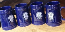 USS Makin Island LHD 8 Cobalt Blue Ceramic Beer Stein Mugs Set of 4 Navy picture