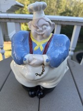 Vintage  Chef Pierre Cookie Jar USA  Plump Chef Gold Chain To Thermometer picture