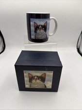 Tuxedo Cat With Butterfly Coffee Mug/Cup With Gift Box. Hugo Hege 1996 picture