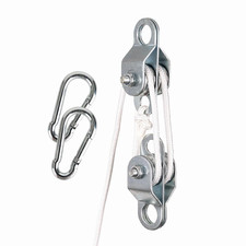 Double Snatch Block and Tackle Pulley System – 32 Ft x 1/4'' Rope and Hook,Cable picture