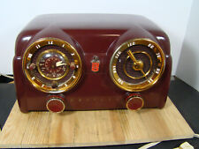 Vintage Crosley D-25MN  1950’s Dashboard Burgundy & Gold Clock Radio Excellent picture