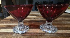 2 Vintage Anchor Hocking Ruby Red Berwick Boopie Champagne Sherbet Glasses picture