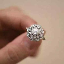 2 Ct Round Cut Lab Created Diamond Halo Wedding Ring 14k White Gold Plated picture