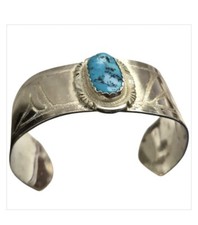 ITHICA PEAK TURQUOISE IMPORTANT VINTAGE NAVAJO STERLING SILVER BRACELET picture