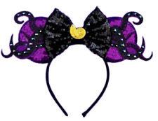 Disney Inspired Ursula ariel mermaid Minnie Mouse Purple Sequin Bow Headband Ear picture