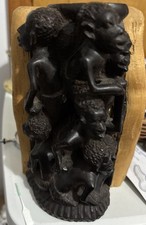 Vintage  MAKONDE Tree of Life ~ Family Carving ~  Blackwood 7 1/4