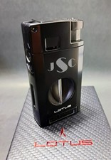 Lotus Excalibur Double Torch Lighter with Punch and V-Cutter | Custom Engraved picture