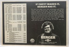 1974 Berger Chevrolet Dealer High Performance Parts Print Ad Grand Rapids MI 70s picture