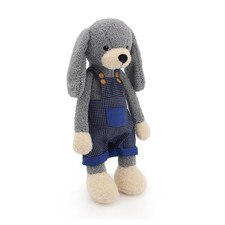 40cm Gray Rabbit Plush Toy Blue Checked Overalls Soft Stuffed Bunny Doll Gift picture